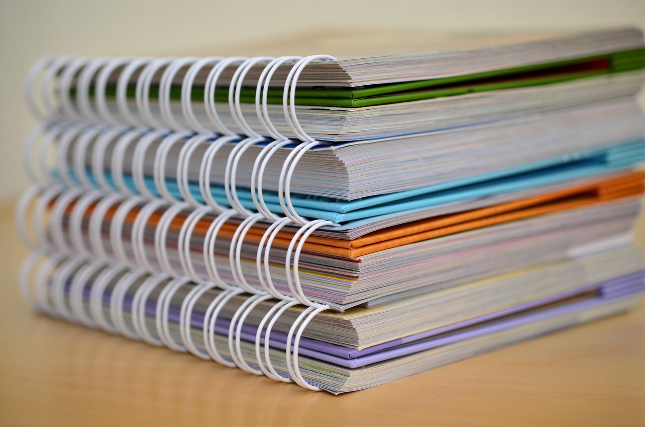 Stack of four notebooks