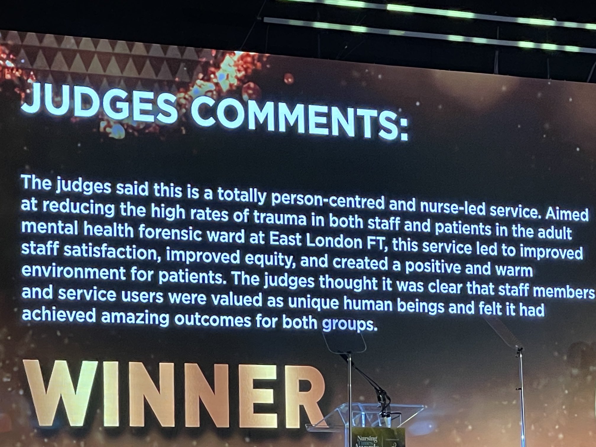Comments from Nursing Times judges