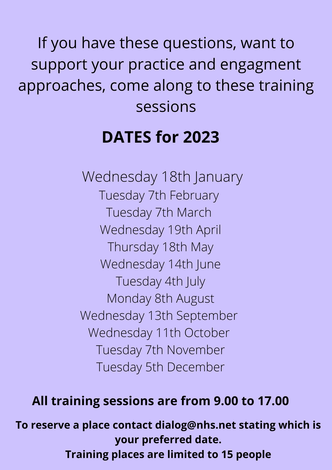 2023 Training Dates