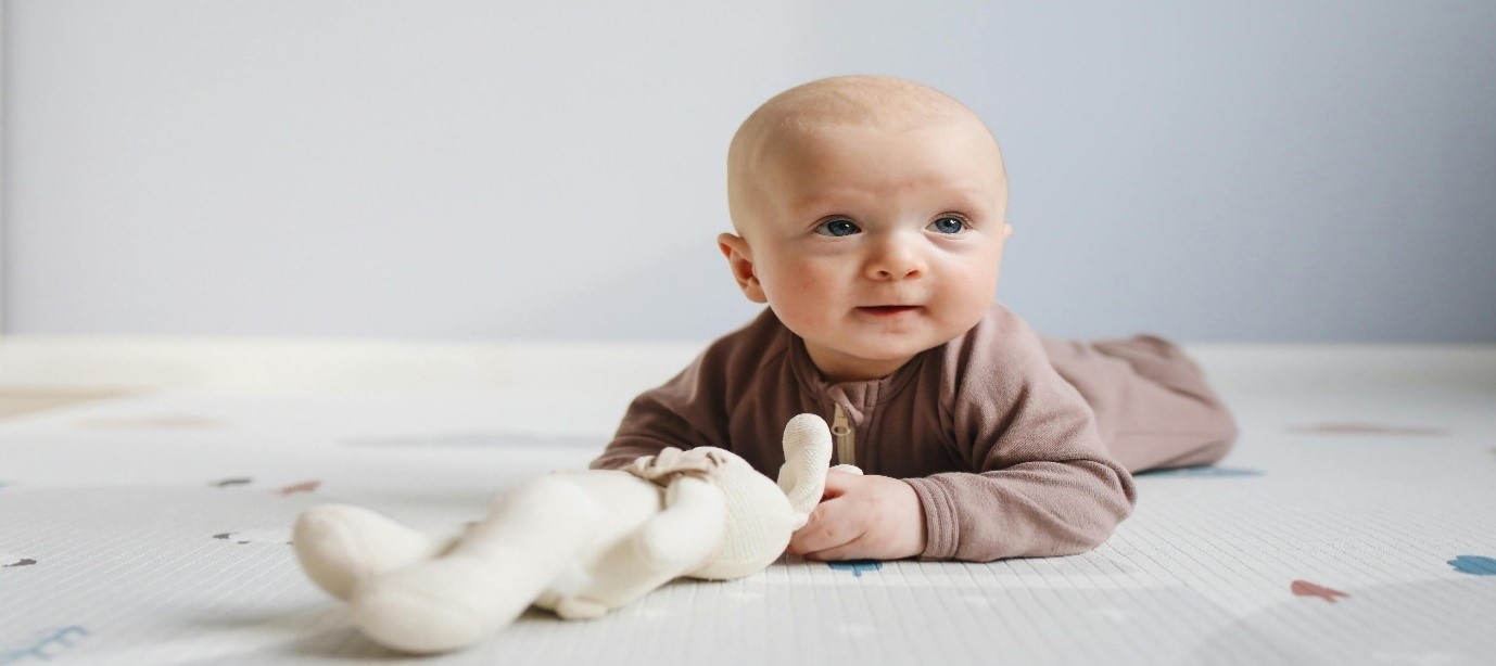 Photo of a baby doing tummy time