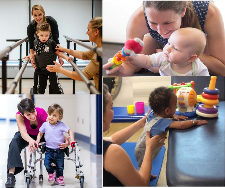 Collage of physiotherapy in action. 