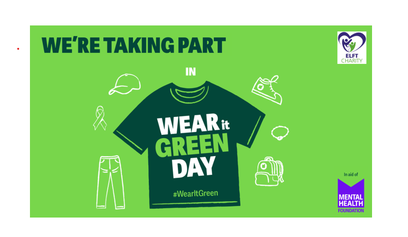 Green tee shirt with logos