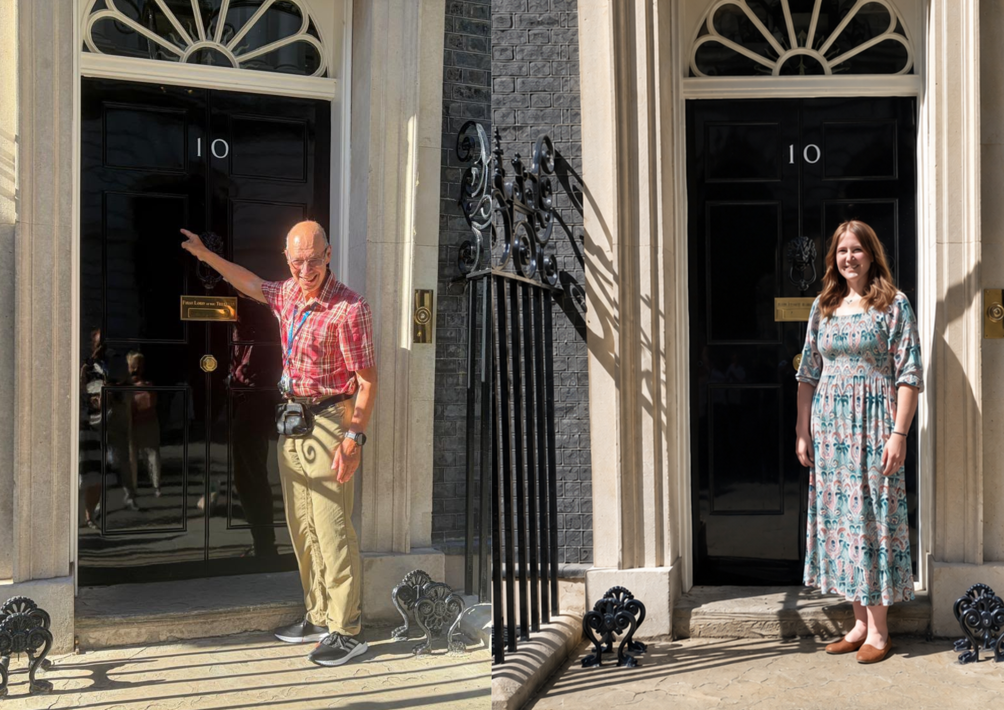 Anna Lipinska and Peter Spelman standing outside 10 Downing Street.