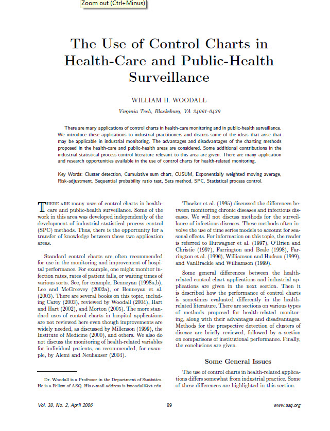 The Use of Control Charts in HealthCare and Public Health Surveillance