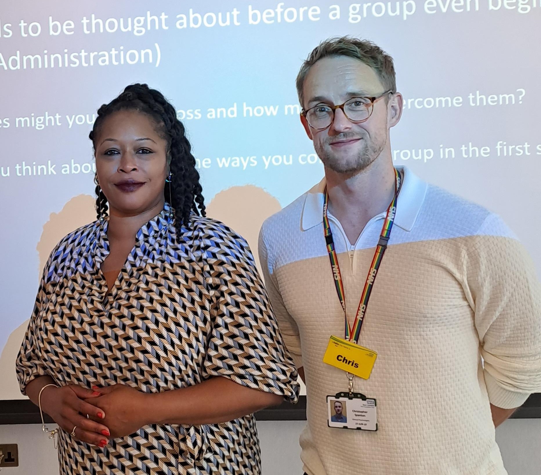 Chris and a colleague at the conference