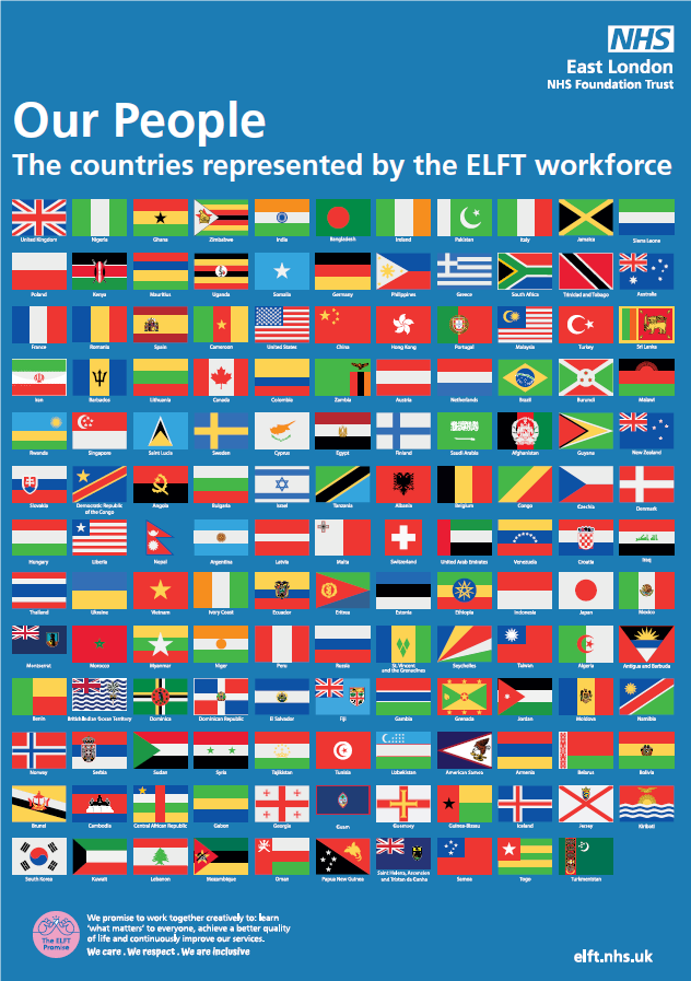 Countries represented by staff in the Trust