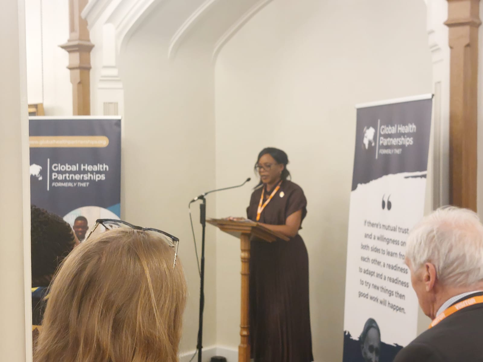 Lucia Vambe giving speech at parliament for UHC Day