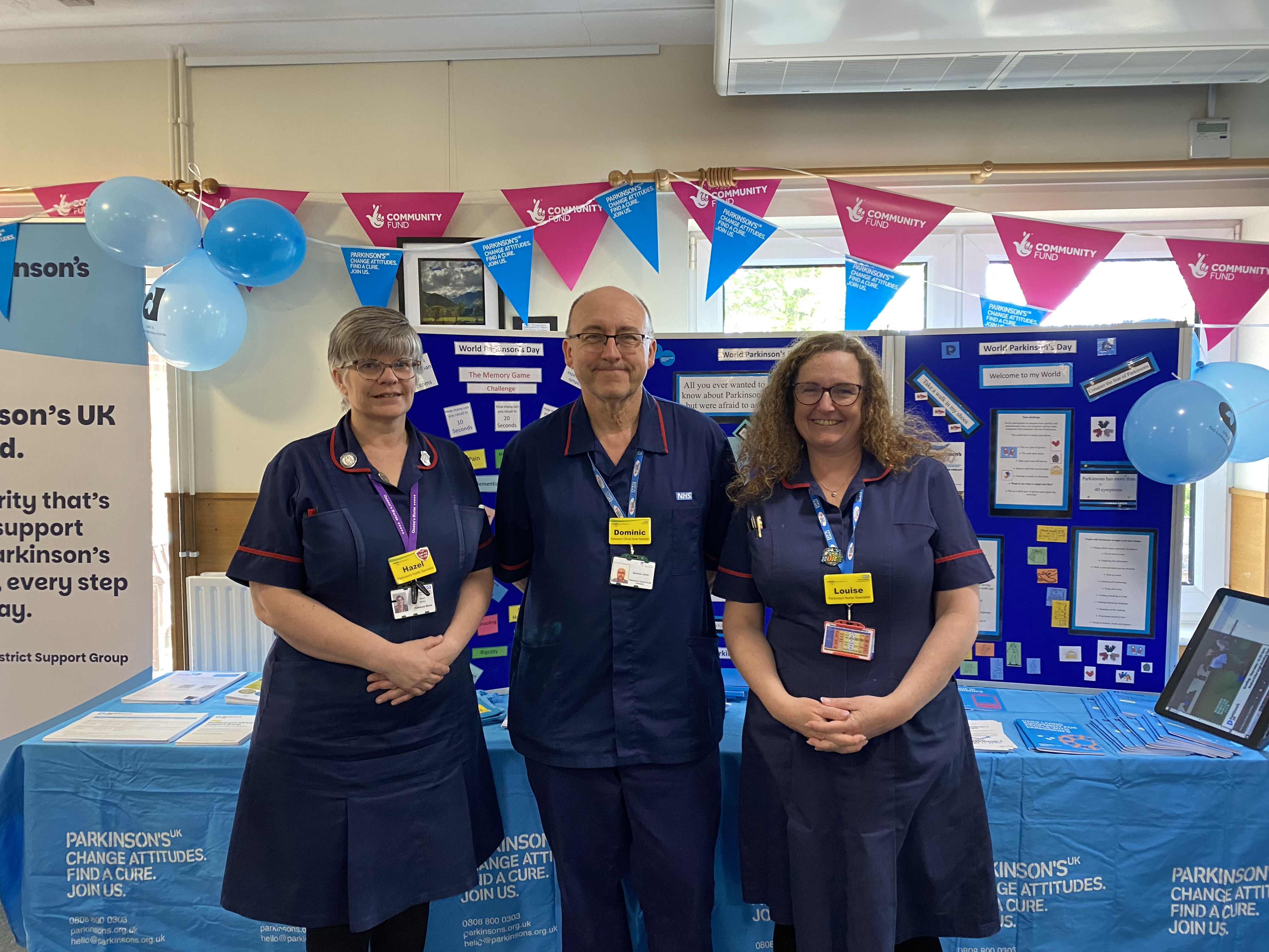 ELFT Parkinson nurses Hazel White, Dominic Carter, and Louise Shears
