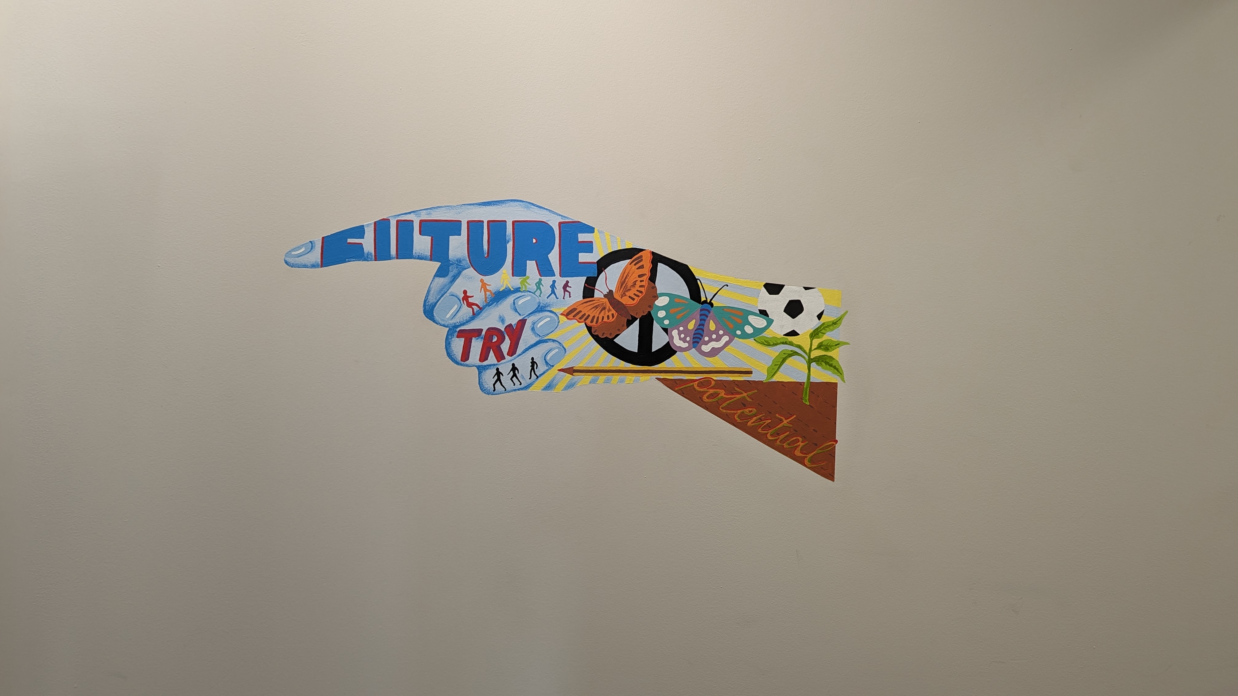 Mural on the wall at the Newham Young Adult Hub, which has been praised by the Ministry of Justice.
