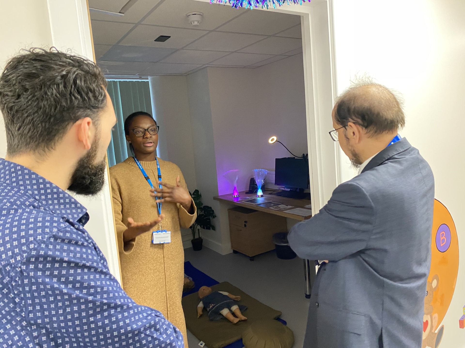 Councillor Choudhury being given a tour of the Perinatal Service. 