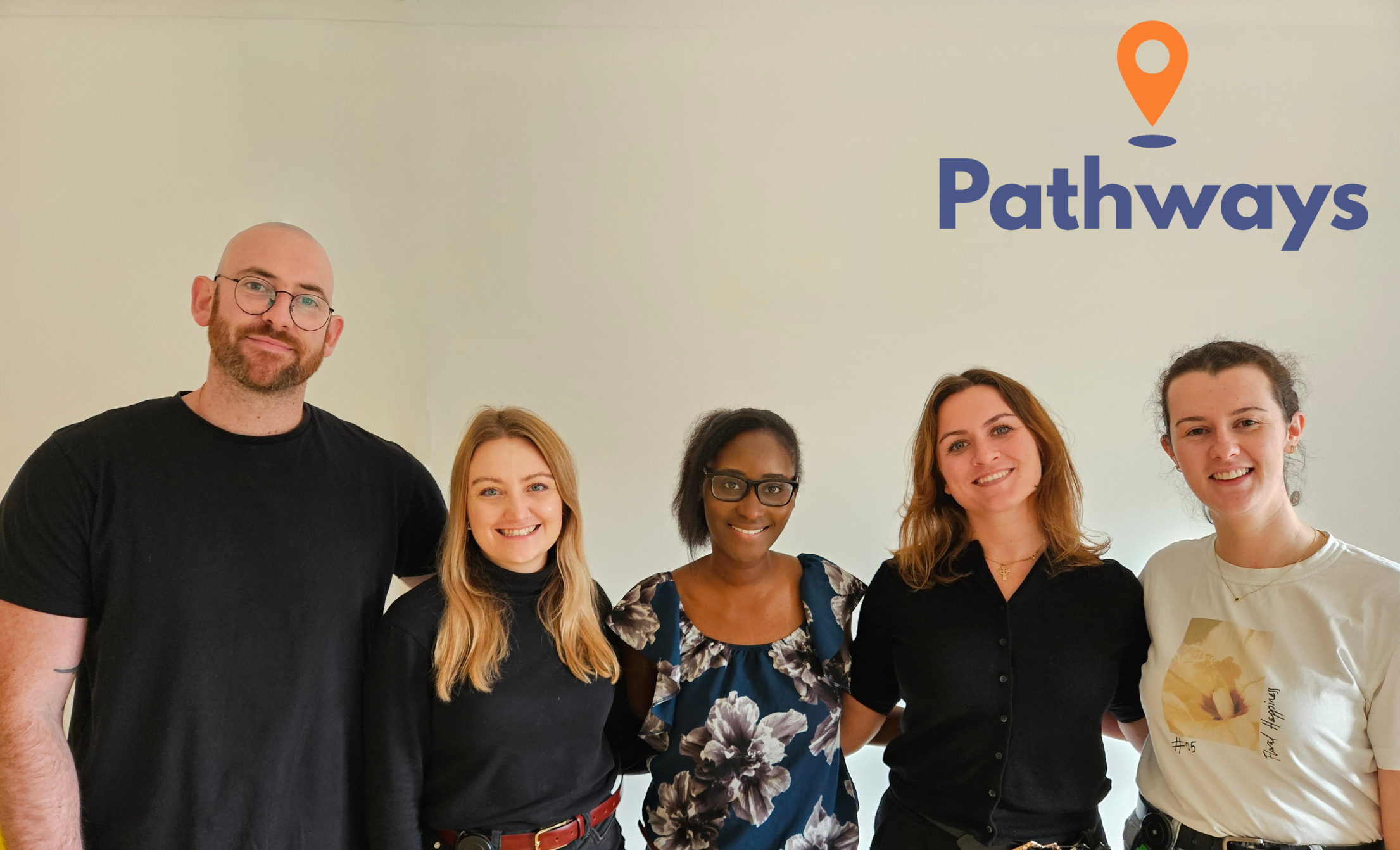 Group photo of colleagues involved in the Pathways app project..