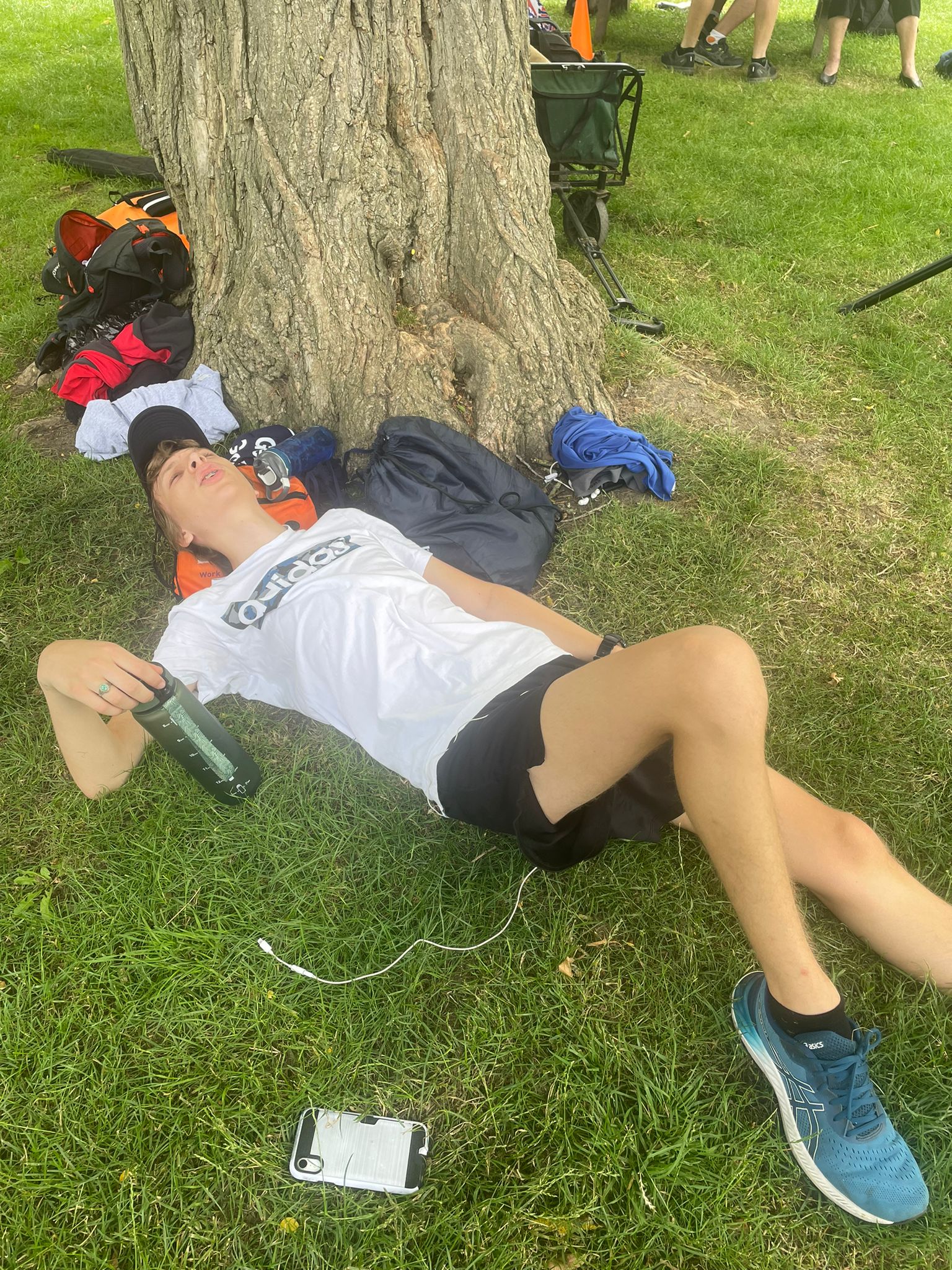 runner resting after race