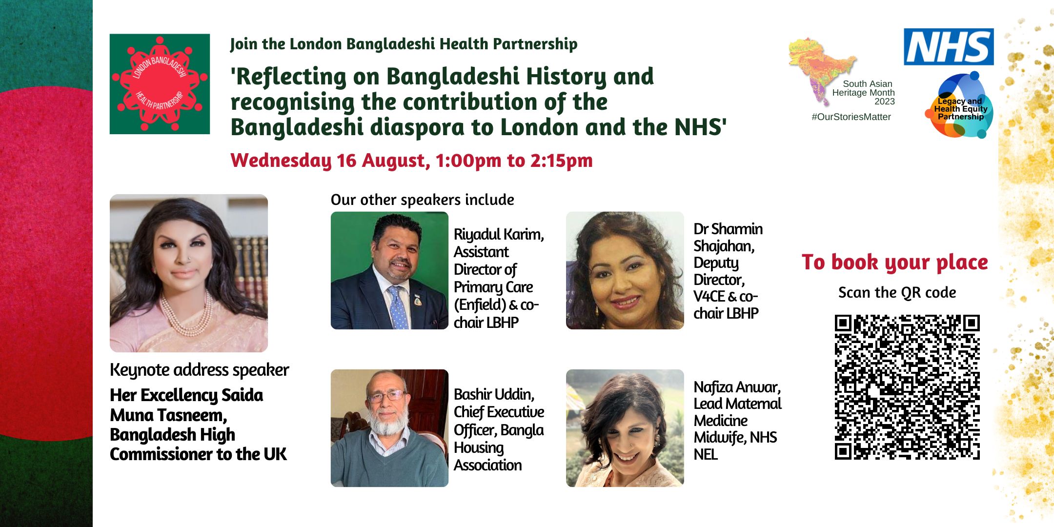Promotional poster for the London Bangladeshi Health Partnership's webinar.