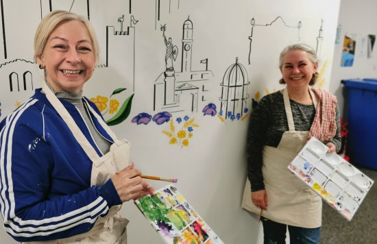 Artists Aimi and Lucy Rix at Charter House