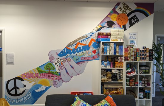 Mural on the wall at the Newham Young Adult Hub, which has been praised by the Ministry of Justice.