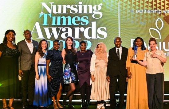 Staff from Bow Ward at the Nursing Times Awards.