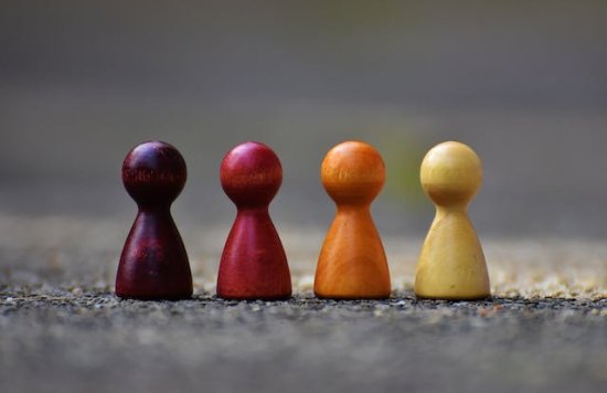 Four coloured counters