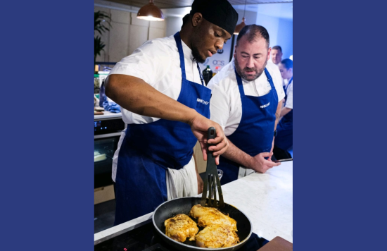Tremaine and Tom cooking at the NHS Chef of the Year awards 