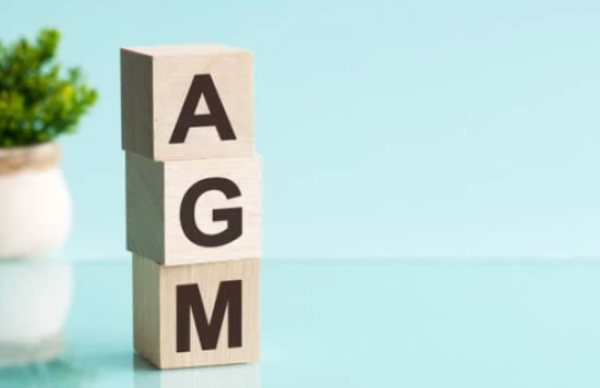 Stock image of the word 'AGM'
