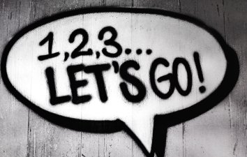 Picture of a speech bubble saying 'Lets go'.